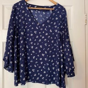 Lane Bryant Blue Floral Blouse